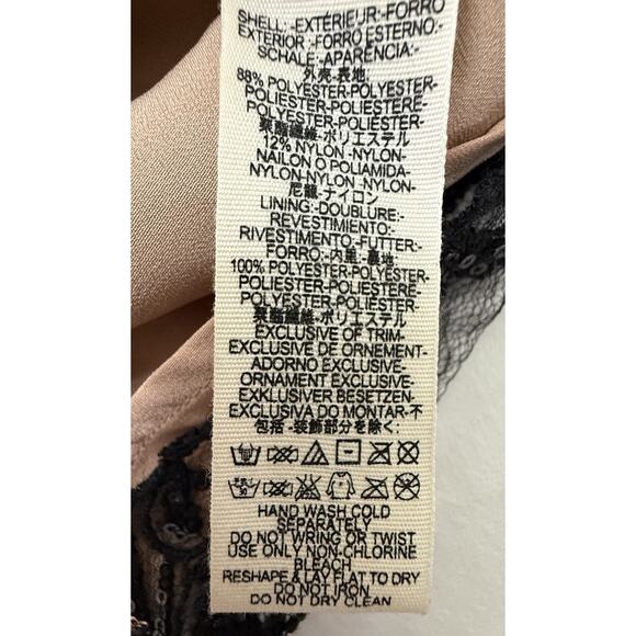 Free People Night Shimmer Dress Mini Dress OB553497 Black Lace Nude Lining Sz 6 - Picture 8 of 9